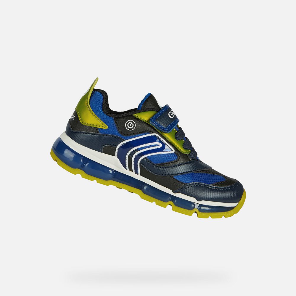 Tenis Geox Menino Azul Marinho/Verdes - Android - SBPXC5679